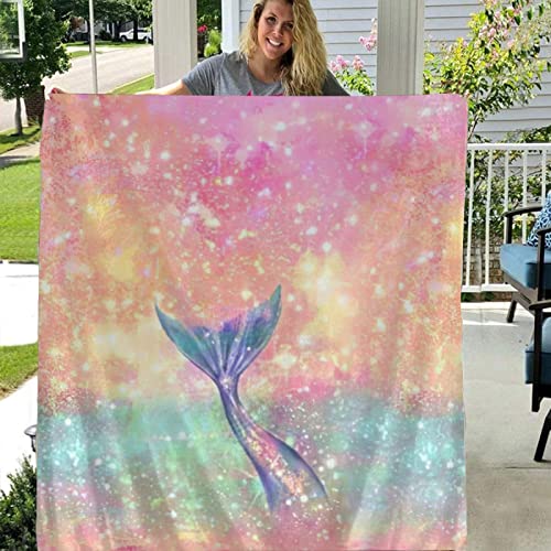 Mermaid Tail Mythical Ocean Life Flannel Fleece Throw Blankets For Chair 50"X40" Decorative Cover,Super Soft Gift Idea #TOP2