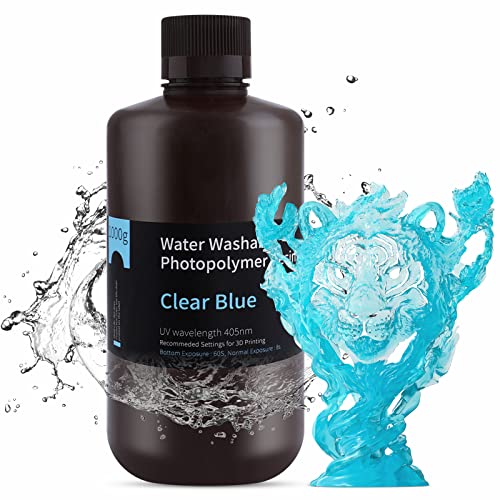 ELEGOO Water Washable 3D Printer Resin Clear Blue 1000G