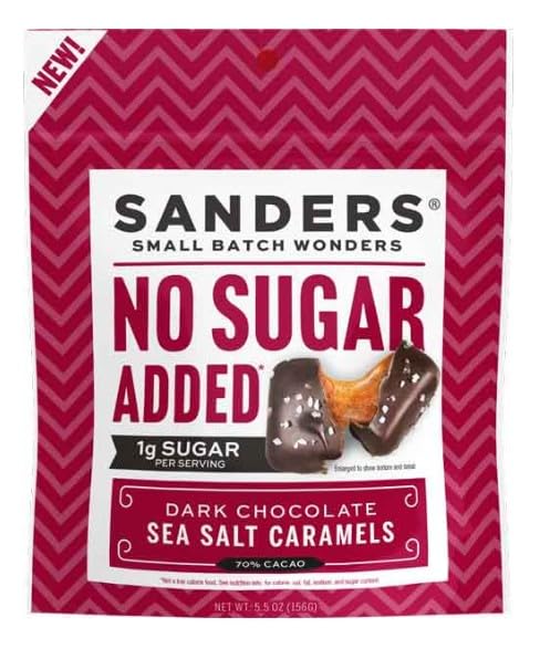 Sanders Small Batch Wonder Dark Chocolate Sea Salt Caramels 5.5oz (No Sugar Added, Sugar Free)
