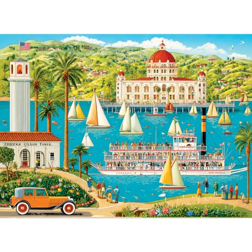 Rompecabezas de 500 piezas para adultos, puerto costero y barco miniatura 1