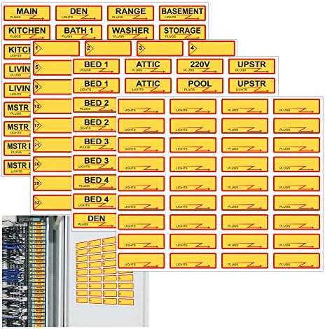 Yellow Circuit Breaker Box Labels Weatherproof Fuse Box Stickers 0.5 X 1.5  Inch Plugs and Lights Circuit Breaker Directory Fuse Panel Marker Sign for  ...