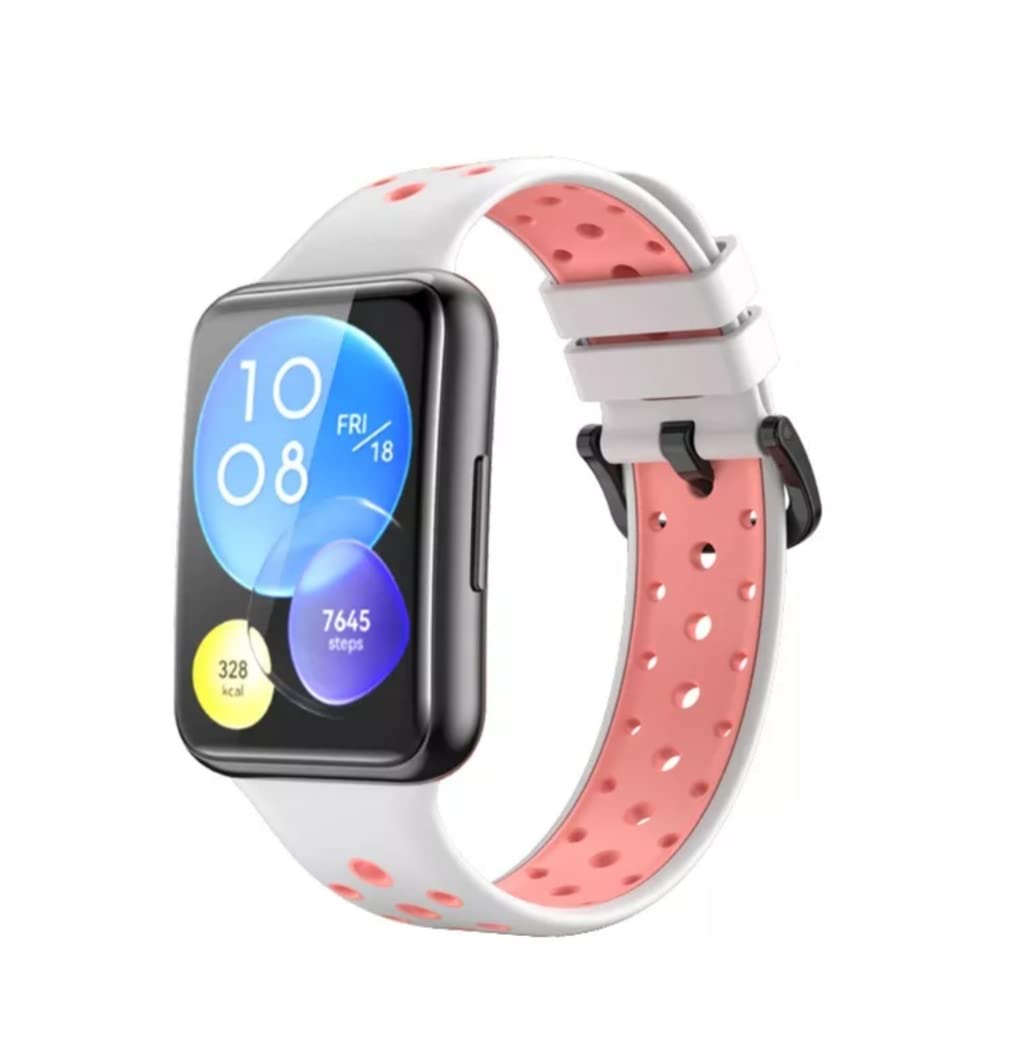 DadoDouble Color Silicone Replacement band Compatible with Huawei Fit 2 Watch, Breathable watch strap