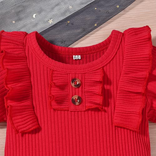 HIHA Baby Girl 4th of July Outfit Short Sleeve Bodysuit American Flag Ruffle Shorts Clothing with Headband4