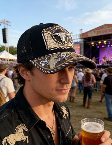 Image of TOPACC Western Trucker Hat for Men Women Cowboy Country Hat Snapback Cap