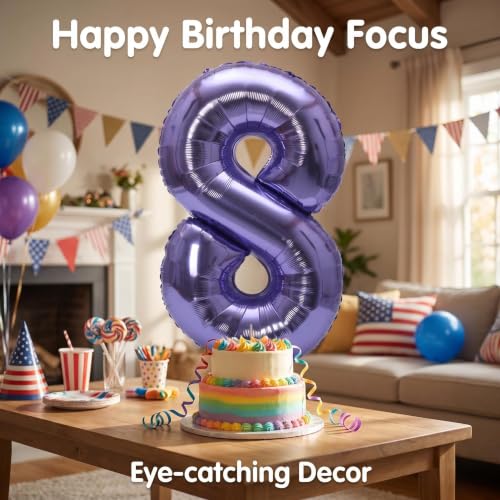 Image of YPSelected 32 Inch Large Foil Helium Number Balloon Birthday Wedding Party 0-9 (Purple, 8)