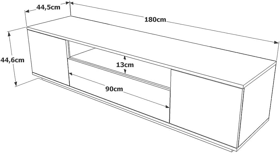 Assembly diagram with dimensions for LOTULA TV Cabinet