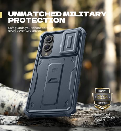 Image of Dexnor for Samsung Galaxy S25 Edge Case with Upgraded Slide Camera Cover & 2 Front Frames & Built-in Screen Protector & Kickstand, Heavy-Duty Rugged Case Full-Body Bumper Protective Cover,Navy Blue