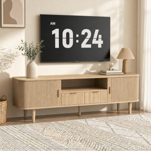 Cychuily Oak Fluted Media Console