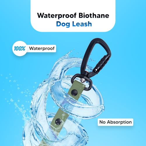 Image of Adil's Biothane Waterproof Dog Collar, Dog Leash & Collar Leash Combo | Heavy Duty TPU Coated Webbing | Adjustable Quick Release Buckle | Odour Resistant (Army Green, L-22, Leash Only)
