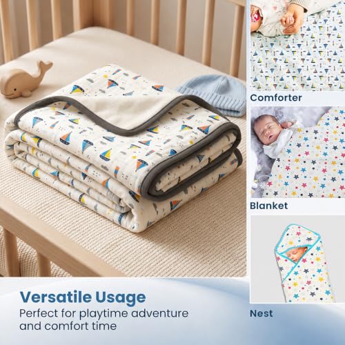 Image of TINYLANE - Curated For You! Newborn Baby Gift Set Baby Hamper for New Born, Bodysuit with Cap, Mittens and Double Layer Blanket, Baby Gifts Newborn, New Born Baby Essentials