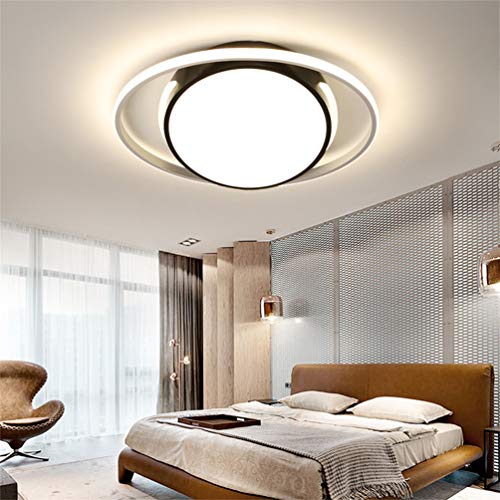 Plafonnier LED dimmable rond noir et blanc avec télécommande de 40cm