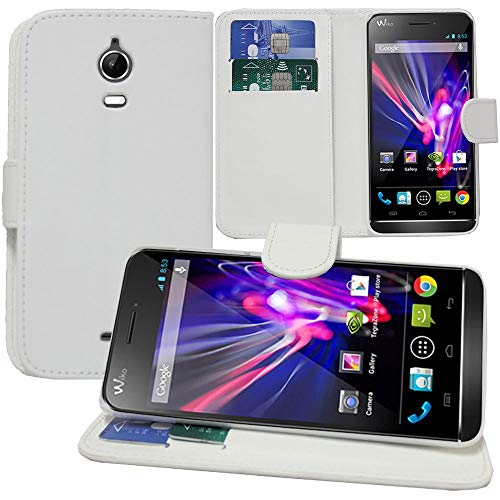 annaPrime Etui Coque Housse pour Wiko Wax/Wax 4G, Etui Portefeuille Support Video Cuir PU Couleur Blanc