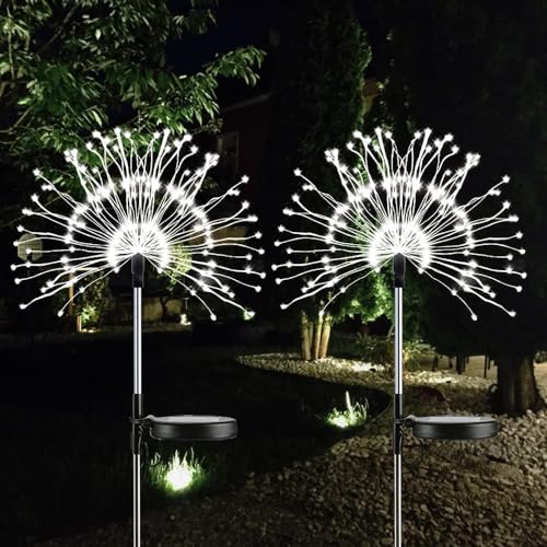 VGE Solar-Gartenleuchten, 2Pack 120 LED Solar-Feuerwerk...