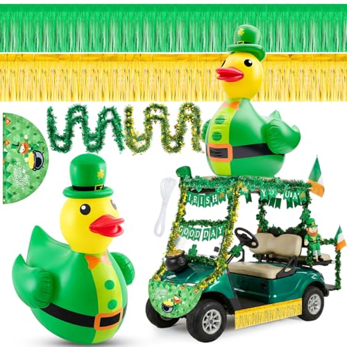 Hungdao St Patrick's Day Golf Cart Decorations Kit 4ft Inflatable Duck Blow up Kit...