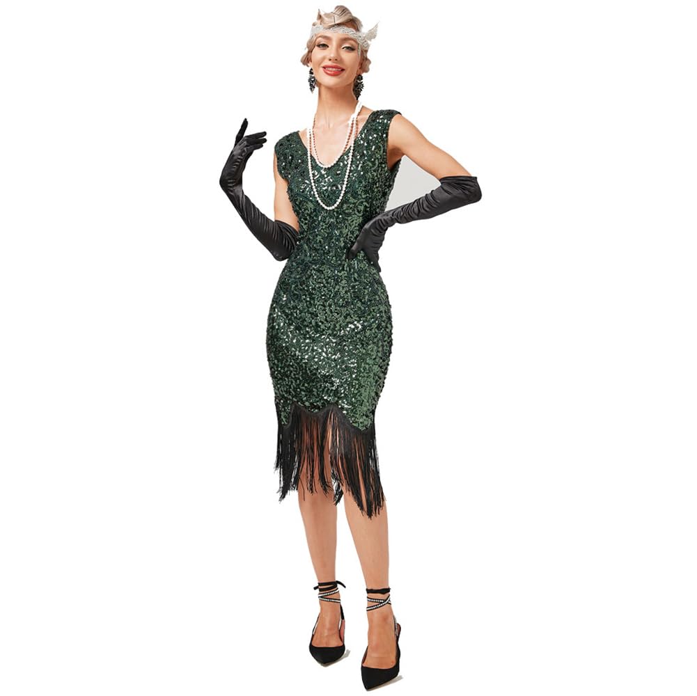 Sukienka Flapper dla kobiet z lat 20. XX wieku, cekiny, frędzle, kostium Gatsby, sukienka kostiumowa