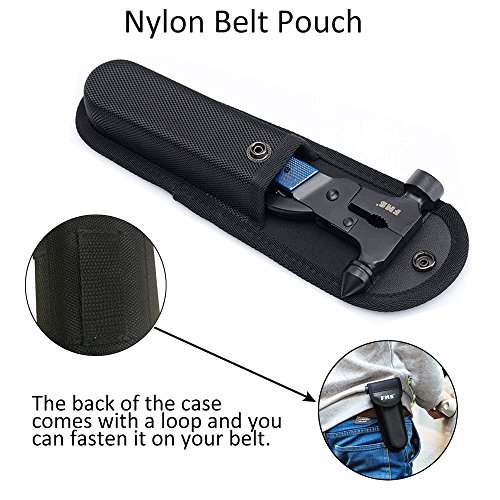 Fms Stainless Steel Multi Tool, Portable Multi-Functional Hammer Kit With Nylon Belt Pouch For Car Emergency, Camping, Household #TOP6
