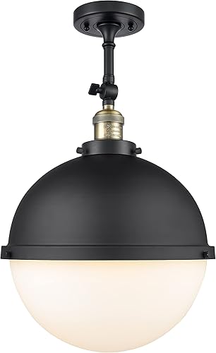 Innovations 201F-BAB-HFS-121-BK One Light Semi-Flush Mount from Franklin Restoration Collection