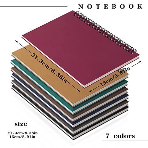 Neworkg 7 Pack Spiral Notebooks, 120 Ruled Pages Colorful Memo Notepads, Soft Cover Notebook With Lined Paper For Office School Travel, 8.3 X 5.5 Inch #TOP1