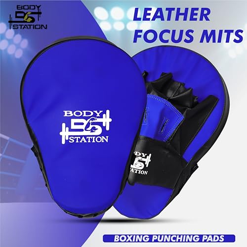 Image of Curved Focus Pad for Boxing, MMA, Karate, Taekwondo, Muay Thai, Kickboxing, Wushu, Aerobics Punch Mitts for Martial Arts Training, Bag Punching & Practice (Blue)