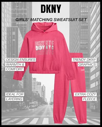 DKNY Girls Fleece Set - 2 Piece Matching Set Sweatshirts and Sweatpants - Girls' Fashion Fleece Outfit (4-16)2
