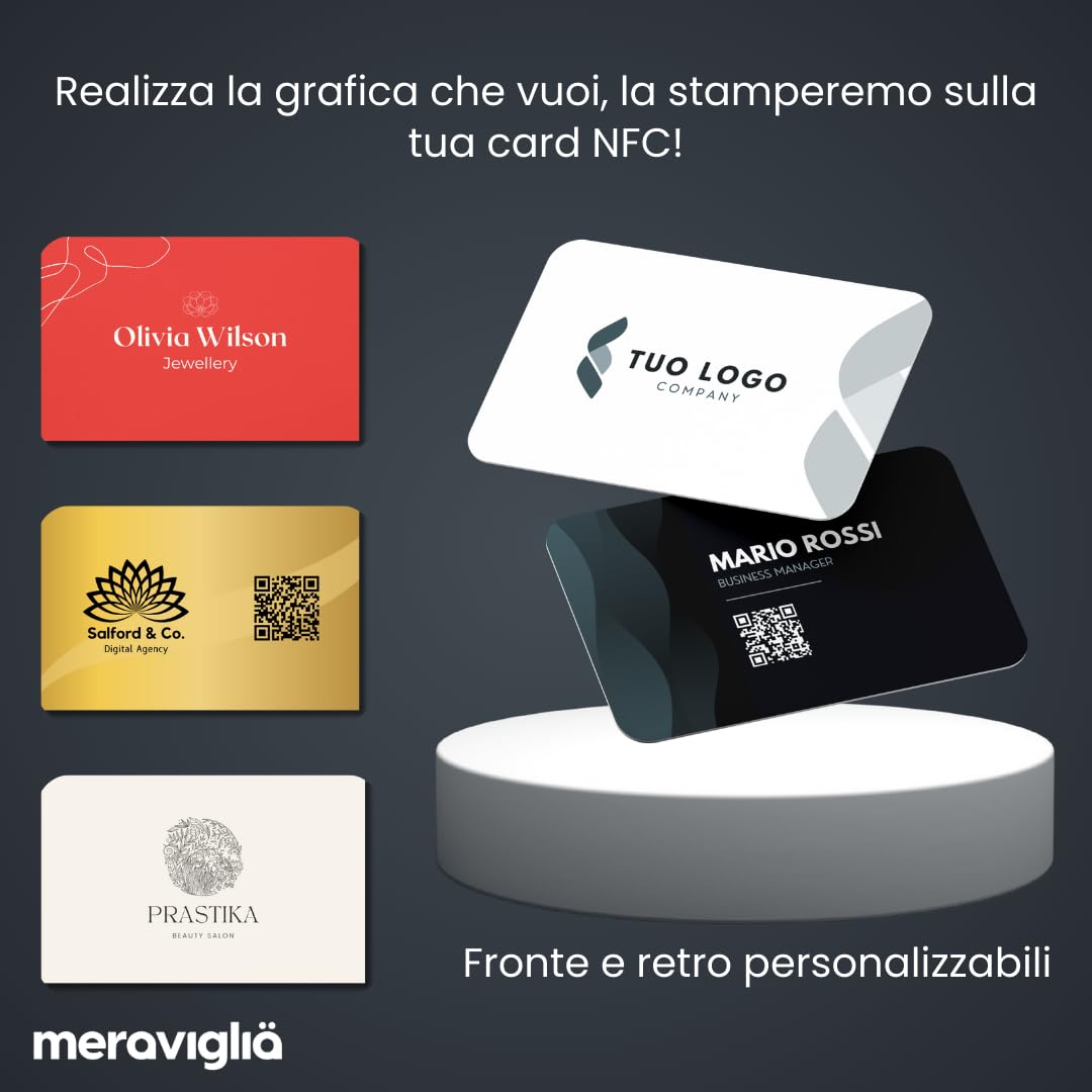 Biglietto da Visita Digitale NFC Personalizzato, Compatibile Android iOS, Condividi Contatti e Social Media