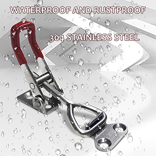 Image of 2pcs Toggle Latch Clamp 4001, Adjustable 304 Stainless Steel Pull Hasp Latches, Quick Release Hand Tool Toggle Clamp for Smoker Lid Jig,Case Trunk,Door,220Lbs Holding Capacity