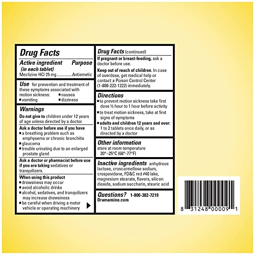 Dramamine B07TVDZ5G7 Chewable Less Drowsy, Motion Sickness Relief thumb #1