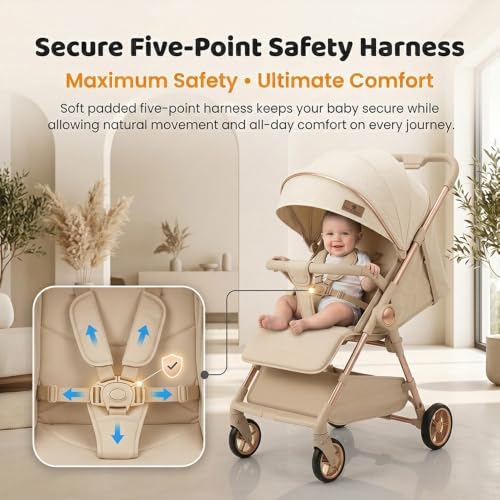 Image of StarAndDaisy Baby Stroller for Boy & Girl 0 to 3 Years | Foldable Baby Stroller |Pram with Reversible Handle, Multi-Recline Seat, 5-Point Safety Harness & Storage Basket