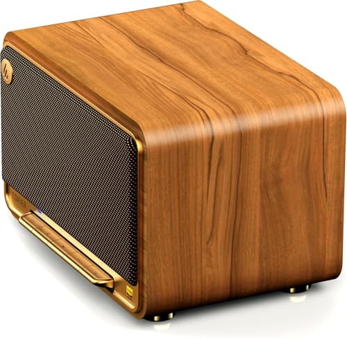 Image of Edifier D32 Tabletop Wireless Speaker Full Digital Signal Processing, Two-Way Active Crossover, Retro Design and Fashion Style, (Brown)