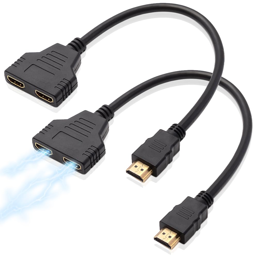 HDMI 1080P 4K TV HDMIケーブル HDMIスプリッタ HDMIセレクター 1入力2出力 1-2ウェイ HD LED LCD 切り替え器 2.2/HDMI 【HDMIケーブル一体型】 HDMI分配器 HDMIスプリッター HDTV/ゲーム機/DVDプレーヤーに適用【拡張モードなし】 2本 15cm