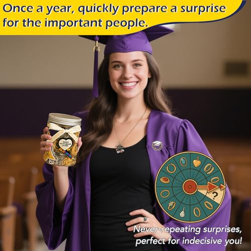 Image of SMUOBT Graduation Mysterious Jewelry Jar Pack, Surprise Jewelry Box for Women (Keychain, Bookname, Bracelet, Necklace, Rings, Hairpins, Earrings, Stickers and Pin) - Graduation Gift, Metal