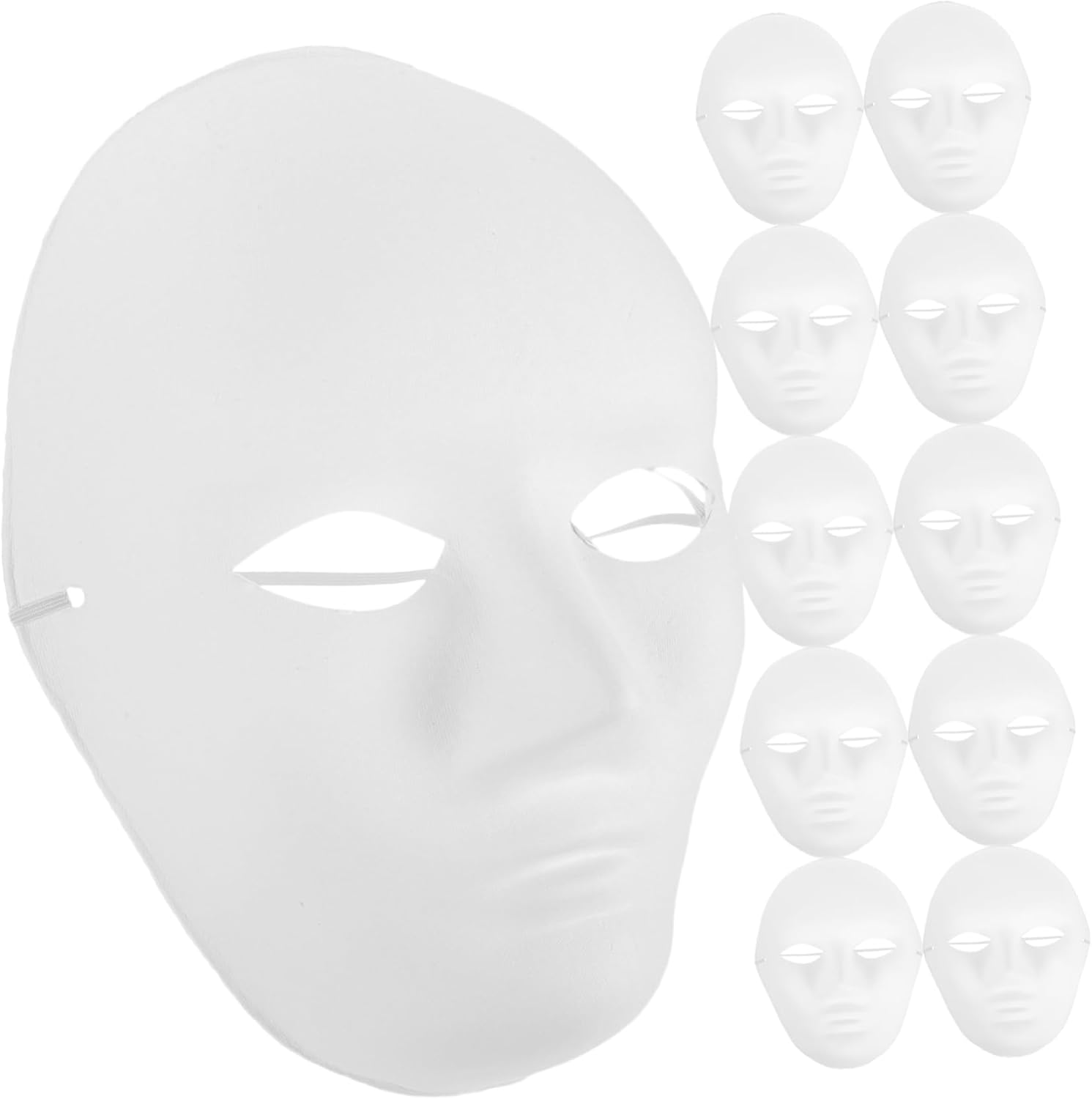 24pcs Full Face DIY Blank White Paper Pulp Masks for Men Breathable Hip Hop Dance Cosplay Halloween Costume Masquerade Party Carnival and Holiday Fancy Dress