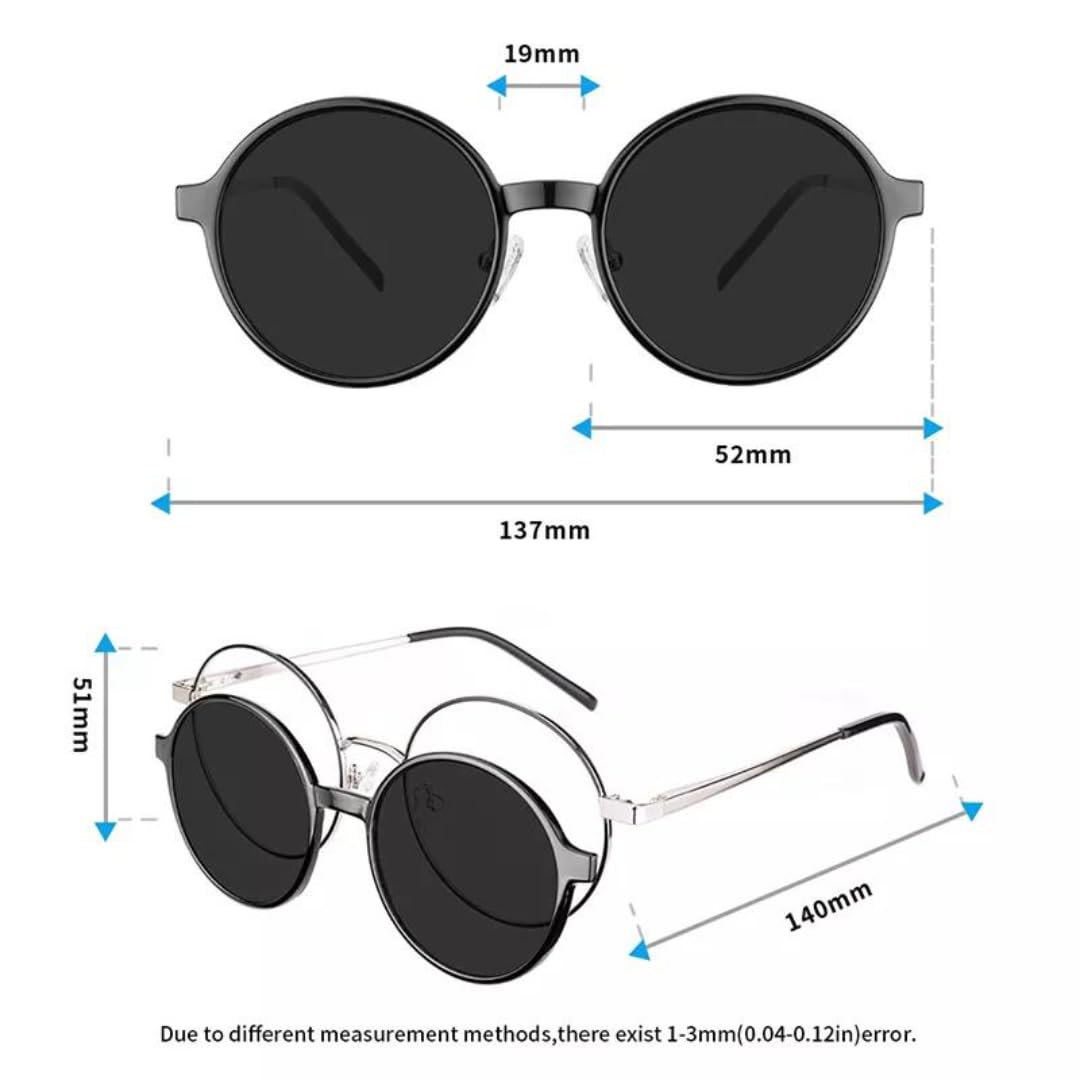 Gafas de sol polarizadas redondas con clip para hombre y mujer, montura retro, magnéticas y multifunción.