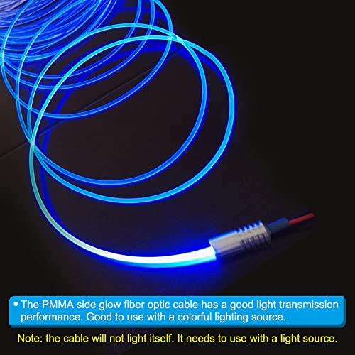 Image of PATIKIL 3mm 3.0m PMMA Side Glow Fiber Optic Cable Kit, with LED Aluminum Illuminator 12V 1.5W Guide Light Source Decoration for Home DIY Lighting, Blue
