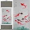 LULUDP Chinese lettertrol Chinese stijl zijde Chinese schilderij vis huis decoreren kalligrafie scroll om op te hangen…