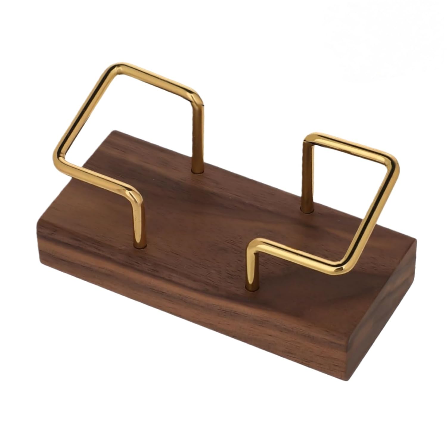Zpeiran Wood Business Card Holder,Wooden Gold Metal Desktop Business Card Display Holder Black Walnut Name Cards Stand Organizer for Desk, Business Office, Shop Exhibition Stand