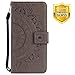 Produktbild Boloker Kompatibel mit iPhone 5 / iPhone 5S / iPhone SE Hülle + Displayschutz, Prägung Muster Schutzhülle PU Leder Handyhülle Wallet Case Flip Hülle Brieftasche Ledertasche (Grau)