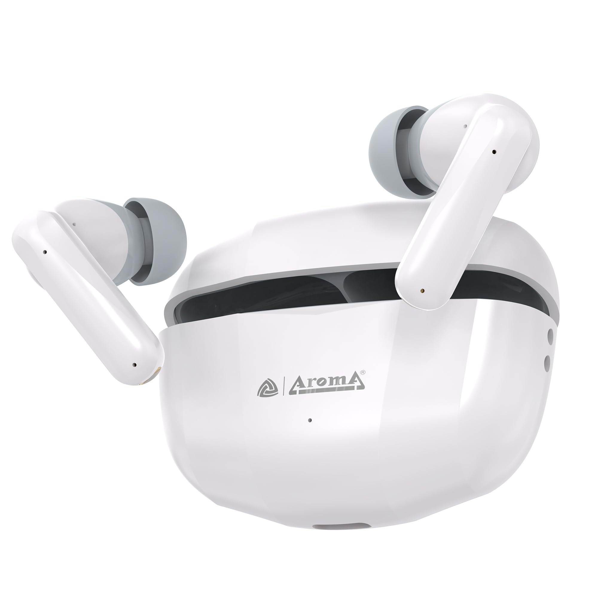 AROMA TWS4 Jaguar V5.4 True Wireless Earbuds – Up to 60H Playtime | ENC | Fast Charging | Heavy Bass (Midnight White & Grey)-picture-10
