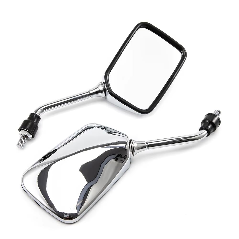 Espejos retrovisores de motocicleta universales cromados de metal con rosca de 10 mm 7