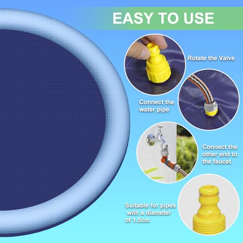 KIMIGO Sprinkler Wasser,Splash Pad für Kinder,Spritzpad für Kinder und Hund,200CM Wasserspielzeug Hund Pool,Verdickte Splash Spielmatte Rutschfestes Wassersprinkler Pad Aufblasbares Wasserspielzeug