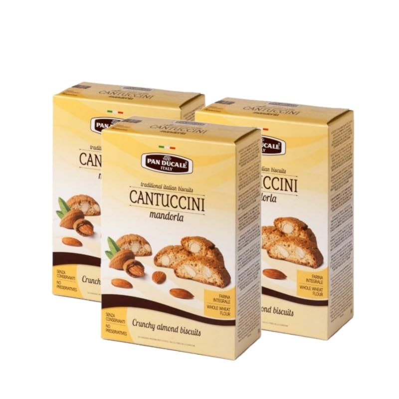 Pan Ducale - Cantuccini with Almonds - Traditional Italian Crunchy Biscuits - 3 x 200 g