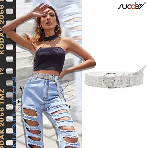 Suosdey Soft Women Rhinestone Belt Bling Studded Leather Belt For Jeans Dresses #TOP5
