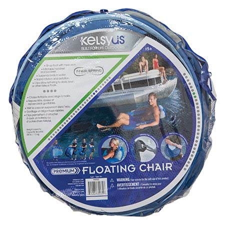 Kelsyus Floating Swimming Pool Lounger Inflatable Chair W/Built-In Cup Holder & Clip, Blue (2 Pack) #TOP6