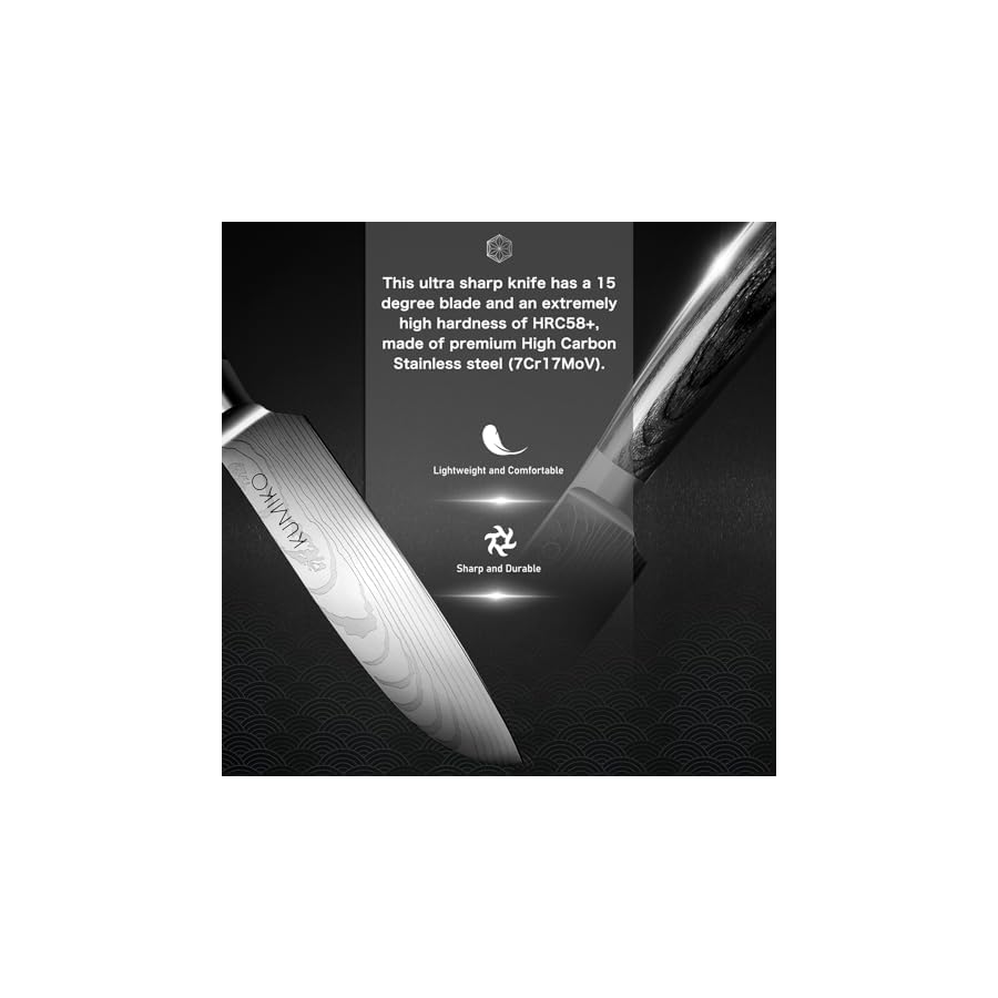 KUMIKO-Kitchen-Knife-Set-Black-Cooking-Knife-Set-Professional-Ultra-Sharp-High-Carbon-Stainless-Steel-Knives-7Cr17MOV-5-Piece-Knife-Set KUMIKO Kitchen Knife Set Black, Cooking Knife Set Professional, Ultra Sharp High Carbon Stainless Steel Knives (7Cr17MOV), 5 Piece Knife Set