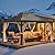 YITAHOME 12x16ft Gazebo 2-Tier Galvanized Iron Hardtop Canopy with Netting and Curtains, Outdoor Aluminum Frame Garden Tent for Patio, Backyard, Deck and Lawns (12X16 ft) Brown