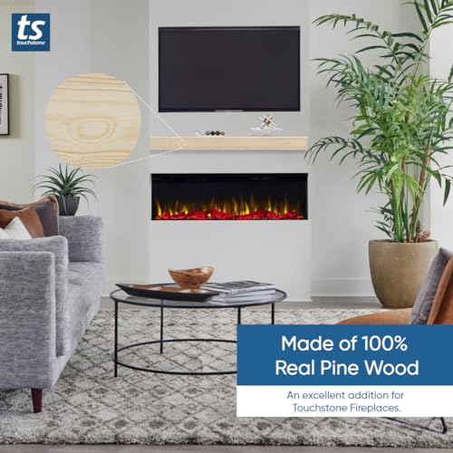 Image of Touchstone Floating Fireplace Mantel Shelf - Solid Wood Wall-Mounted Mantel - Rustic Farmhouse Style 72 Inch - Unfinished