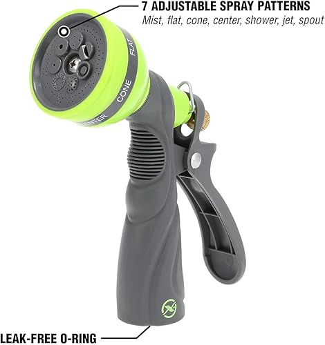 Miniatura 2 de Flexzilla Boquilla de manguera de jardín - Empuñadura de pistola ajustable de 7 patrones de metal, NFZG66-E, ZillaGreen™