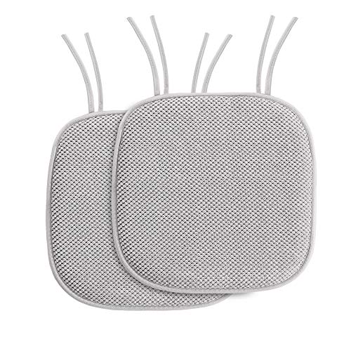 H.VERSAILTEX Chair Cushion Memory Foam Chair Pads with Ties Honeycomb Pattern Nonslip Rubber Back Rounded Square 16