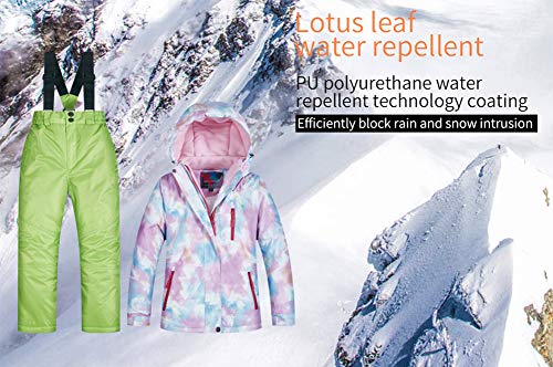 Image of Girls /Boys Snowsuits Hooded Insulated Windproof Winer Coats Ski Jacket Snow Pants Set