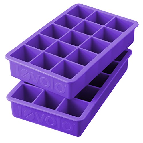 Tovolo Perfect Ice Mold Freezer Tray of 1.25-Inch Cubes for Whiskey, Bourbon, Spirits & Liquor, BPA-Free Silicone, Fade Resistant, Set of 2, Vivid Violet